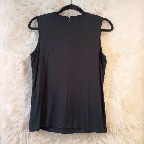 Talbots Petites Black Sleeveless Crochet Front Circle Design Tank Top Size SP - Picture 9 of 11